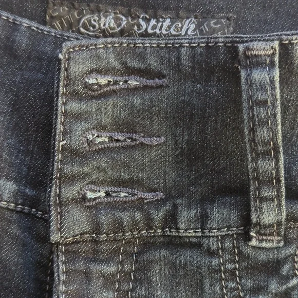 Stitch Embellished Distressed Embroidered Floral Boho Jeans 12 Blue - Picture 10 of 16